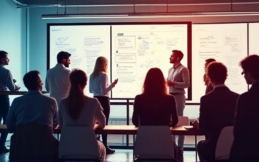 A group of colleagues in a dynamic workshop session.